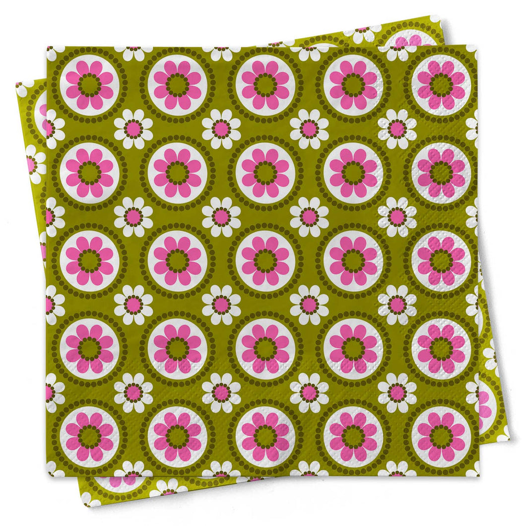 Groovy Floral Retro Cocktail Napkins