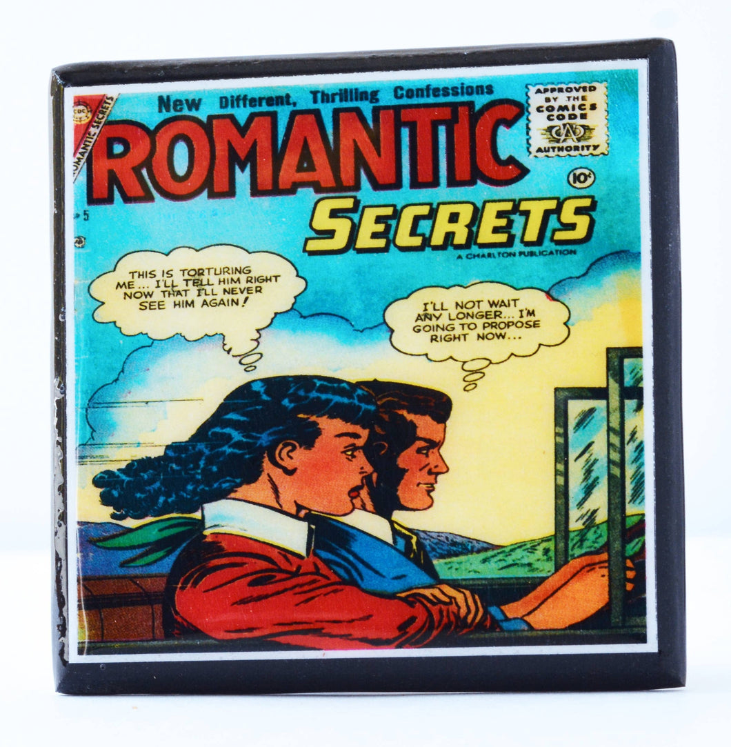 Romantic Secrets Vintage Comic Coaster