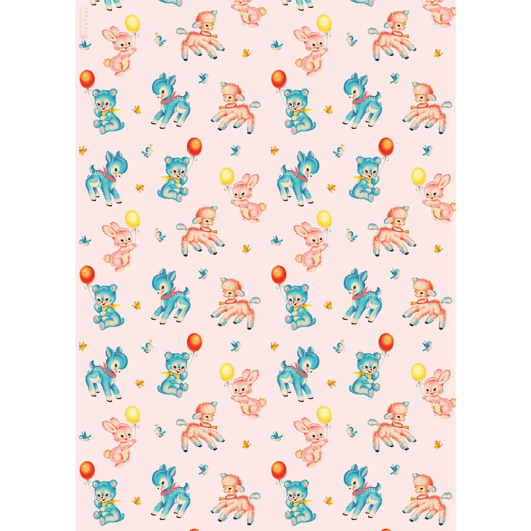 Pink Kitsch Animals Gift Wrapping Paper