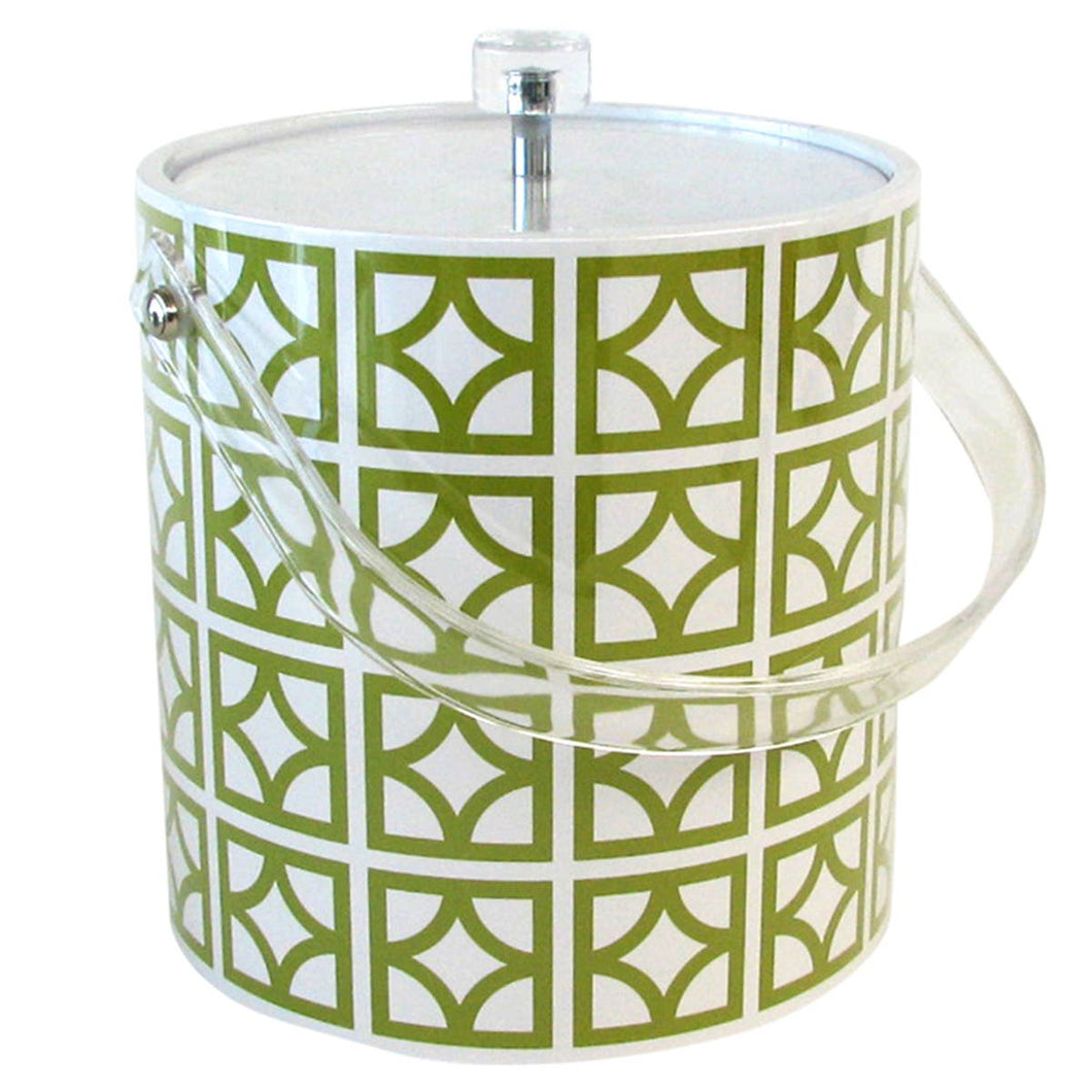 Mid Century Breeze Block Design Ice Bucket Green