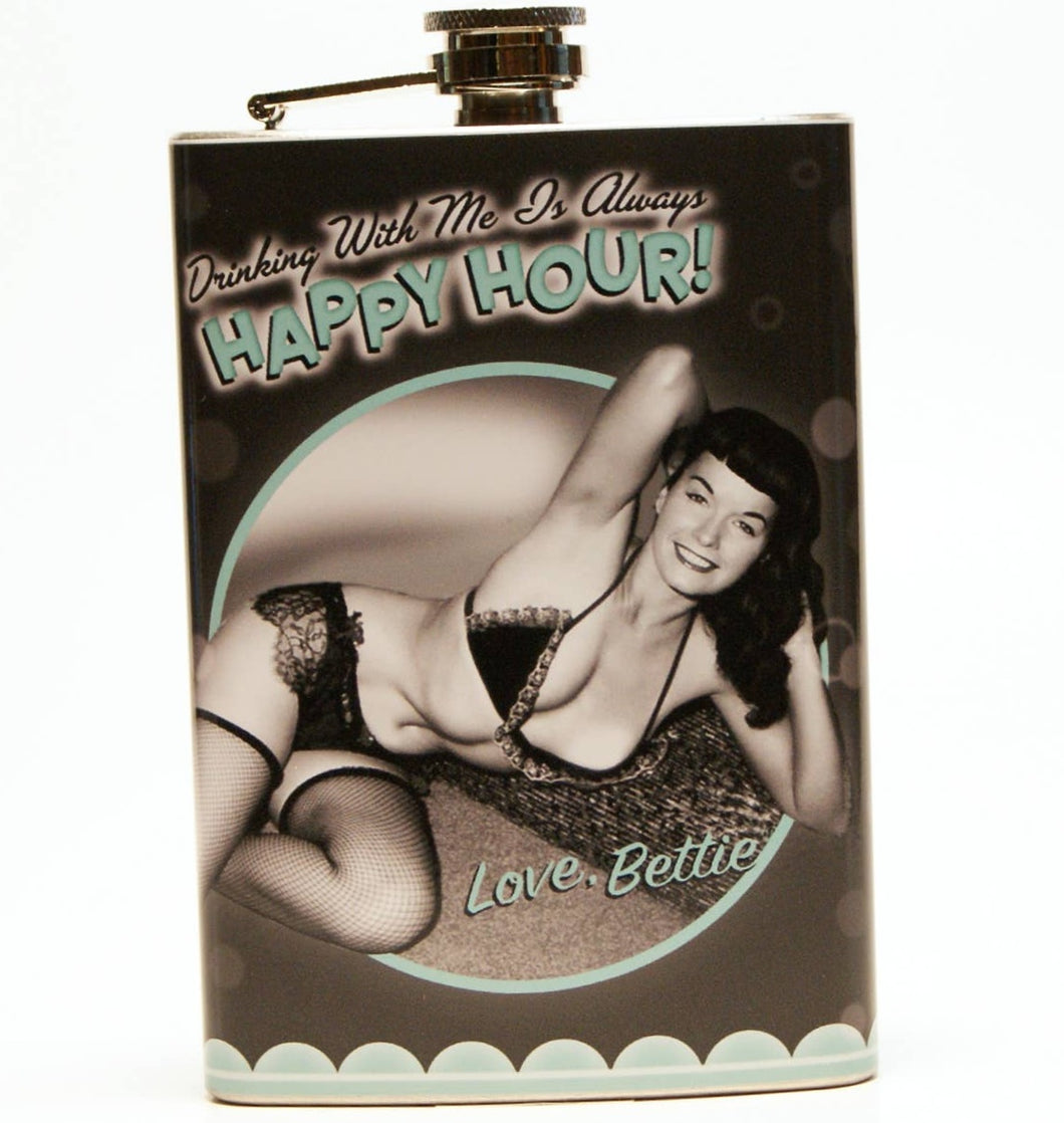 Bettie Page Happy Hour Hip Flask
