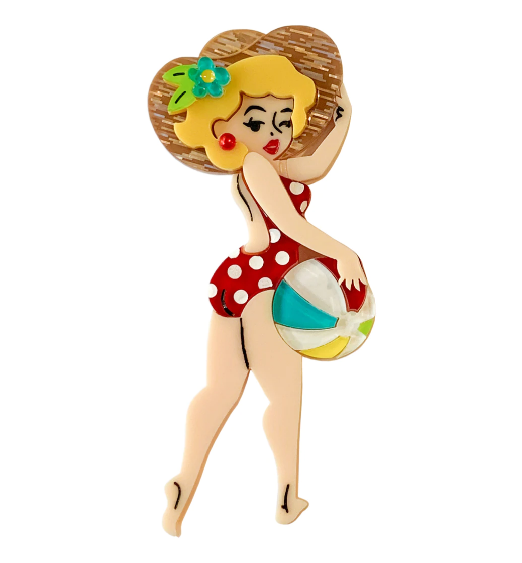 Don't Worry Beach Happy Brooch by Lipstick & Chrome