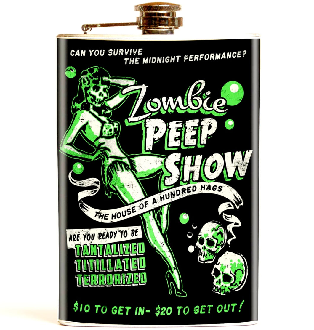Zombie Peep Show Hip Flask