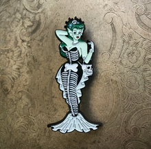 Load image into Gallery viewer, Sweet Siren Skeleton Mermaid Babe Enamel Pin
