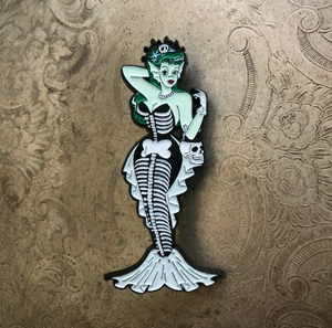 Sweet Siren Skeleton Mermaid Babe Enamel Pin