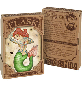 Tattooed Mermaid Hip Flask