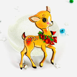 Vintage Deer Christmas Brooch