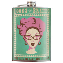 Load image into Gallery viewer, Looks &amp; Brains Hip Flask
