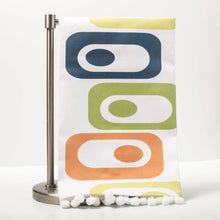 Load image into Gallery viewer, Mid Century Squares Dish Towel With Pom Pom Trim
