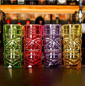 Set of 4 Coloured Tiki Glasses