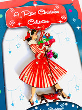 Load image into Gallery viewer, 1950s Christmas Girl Brooch
