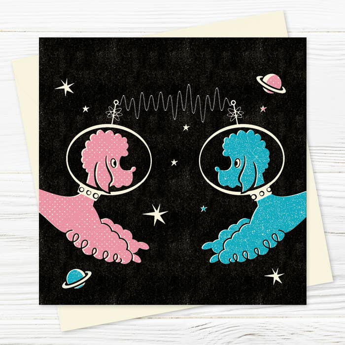 Space Poodles Greetings Card