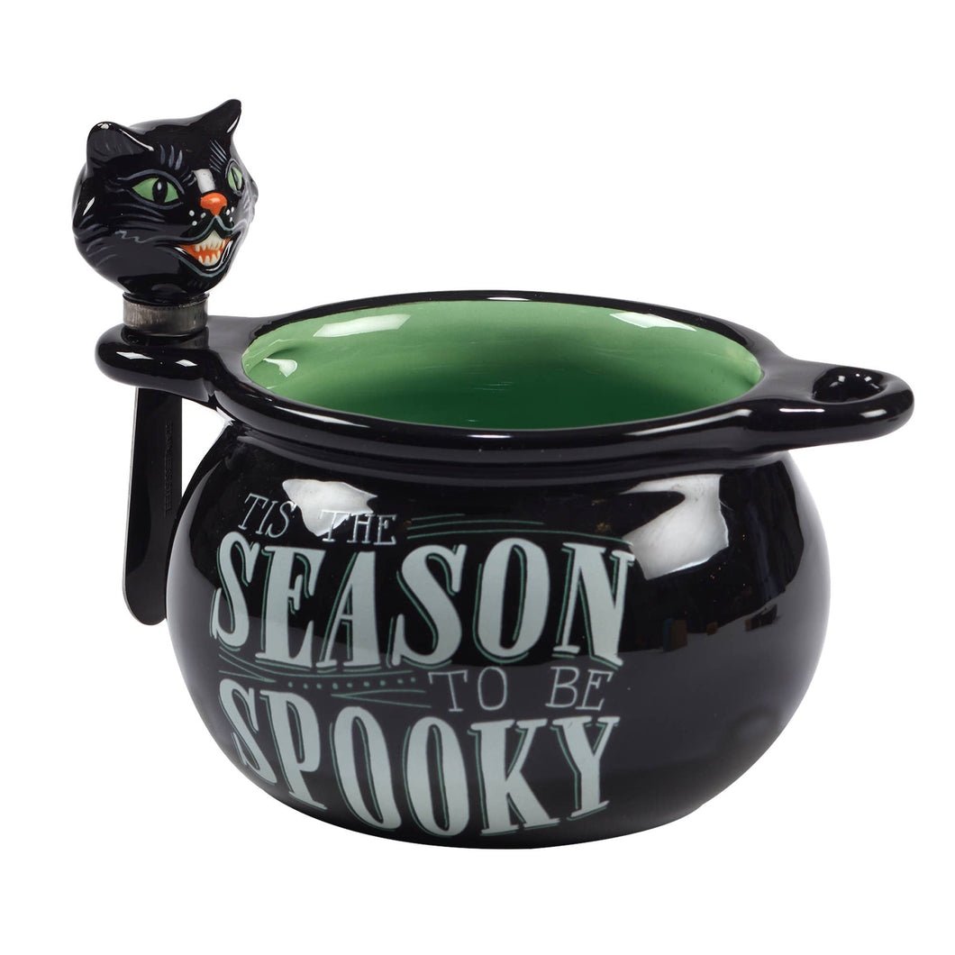Tis' The Season To Be Spooky Dip Bowl With Cat Spreader