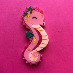 Bubbles The Seahorse Brooch