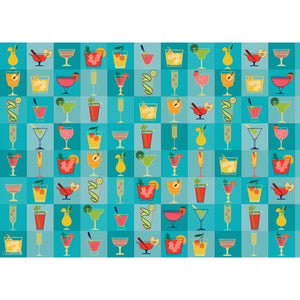 Blue Mid Century Cocktails Gift Wrapping Paper