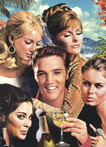 Elvis With Girls Greetings Card