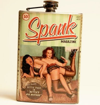 Bettie Page Spank Magazine Cover Hip Flask