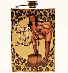 Bettie Page Drink Up Leopard Hip Flask