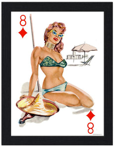 Pin Up Girl 8 Of Diamonds 30x40 Unframed Art Print