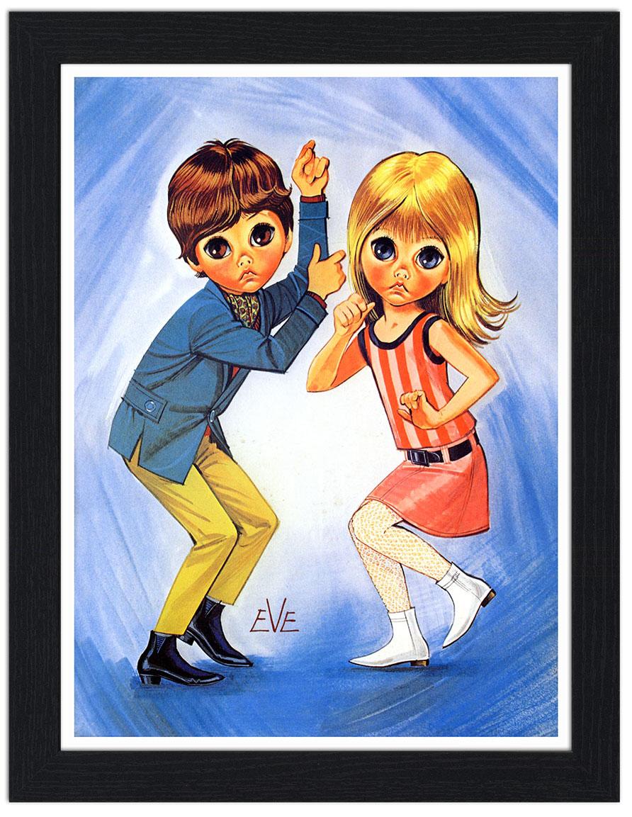 Kitsch Dancing Kids 30x40 Unframed Art Print