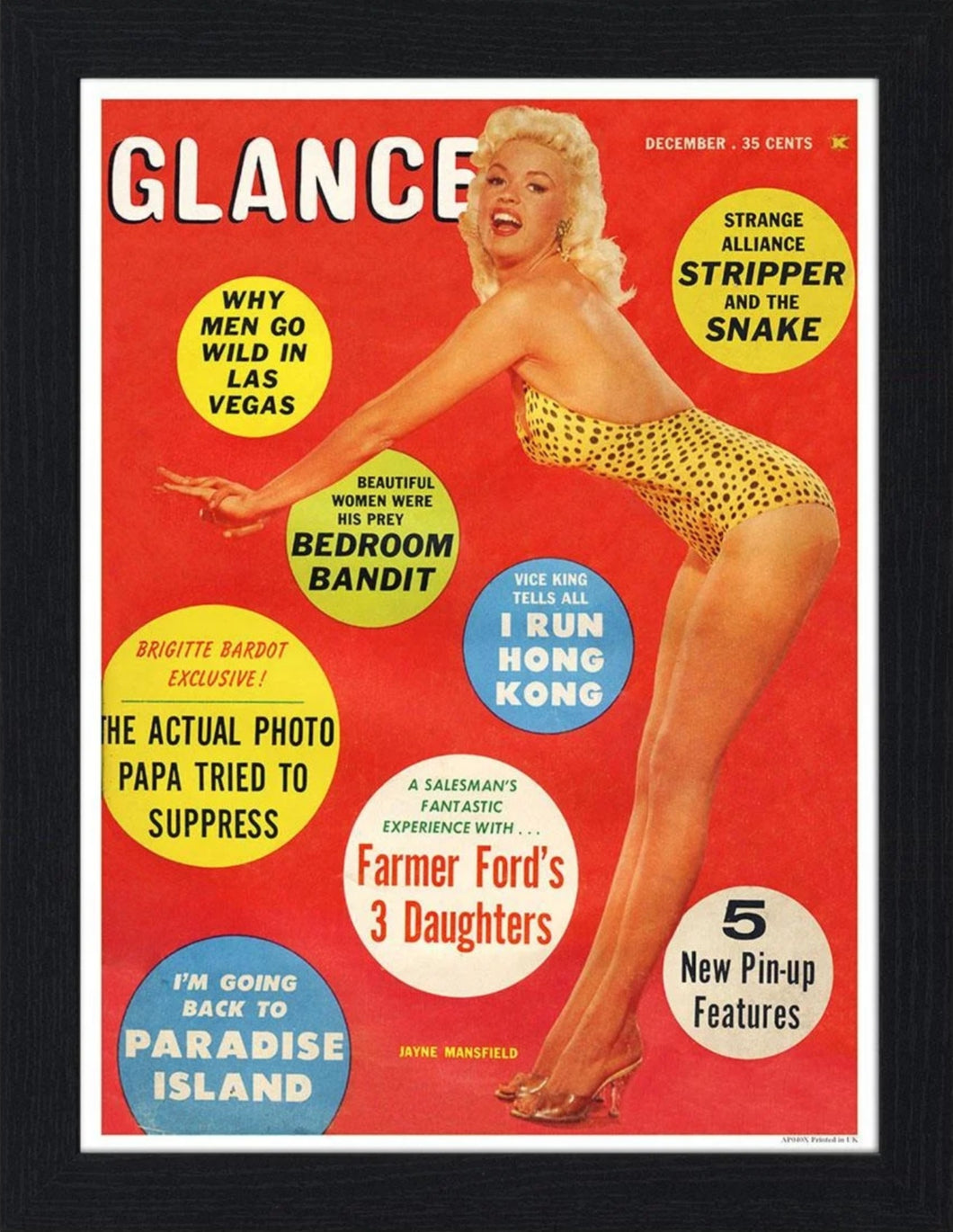 Glance Pin Up Magazine Cover 30x40 Unframed Art Print