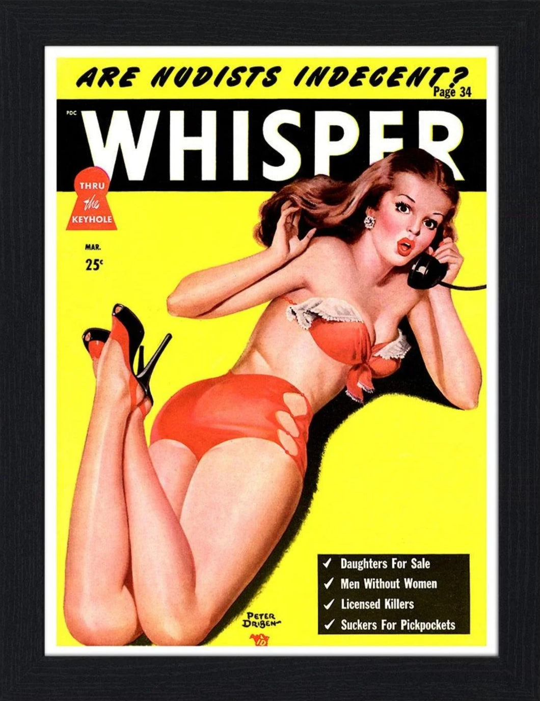 Whisper Pin Up Girl Magazine Cover 30x40 Unframed Art Print