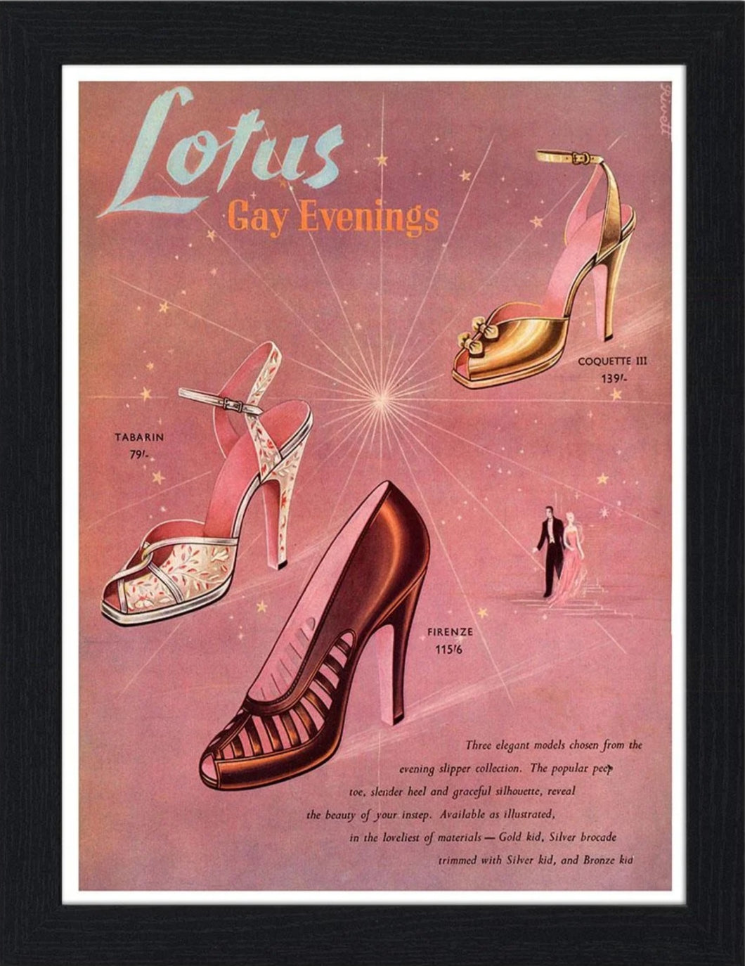 Lotus Shoes Vintage Advert 30x40 Unframed Art Print