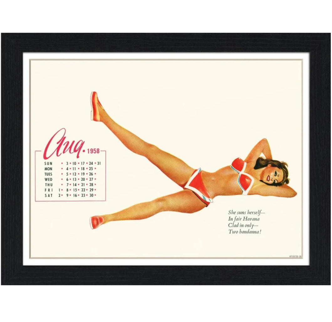 Calendar Girl August 1958 30x40 Unframed Art Print