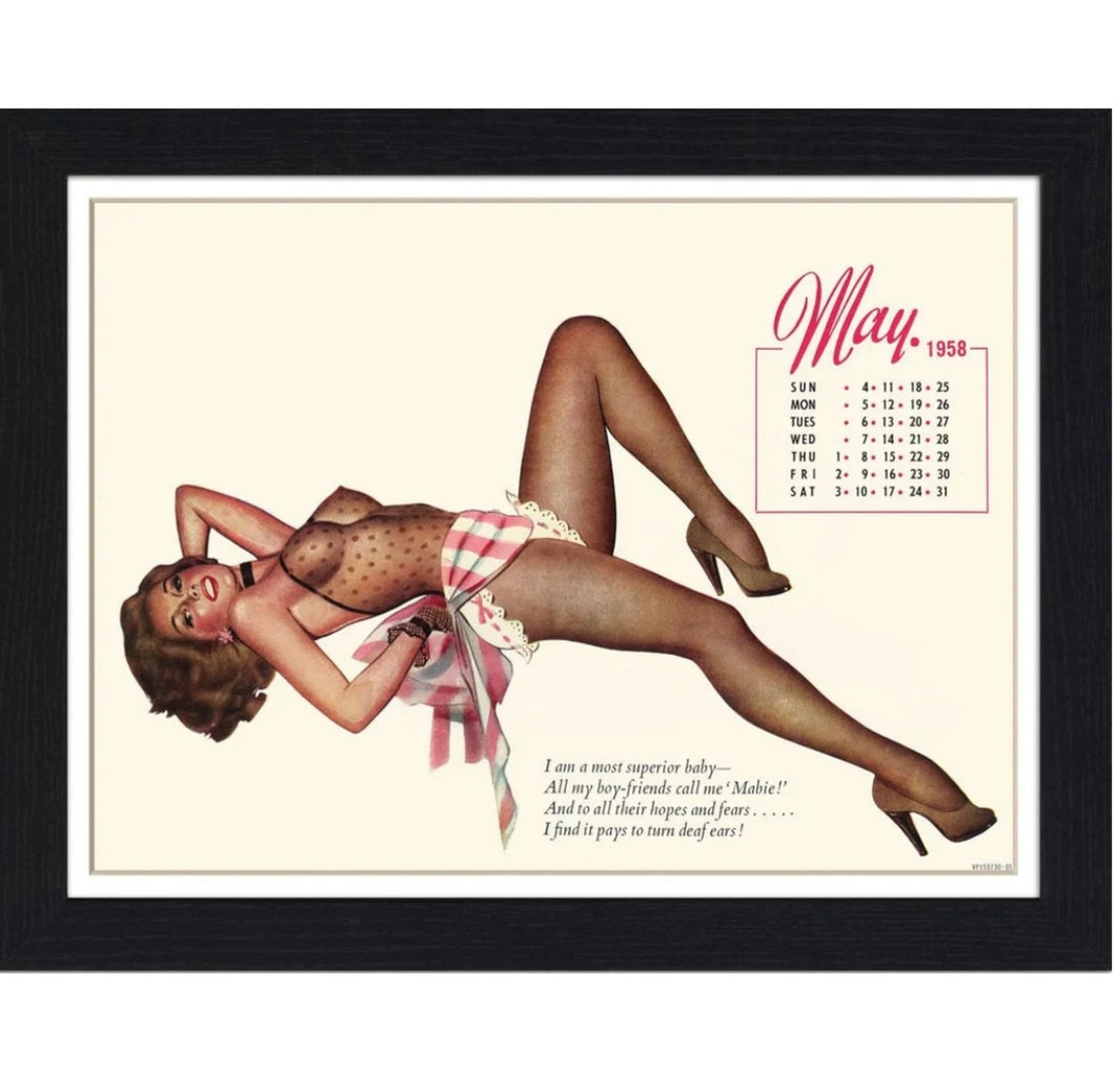 Calendar Girl May 1958 30x40 Unframed Art Print – The Flossie & Prudence Show Calendar Girl May 1958 30x40 Unframed Art Print – The Flossie & Prudence Show
