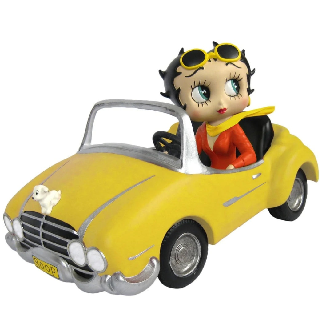 Betty Boop In Yellow Sports Car