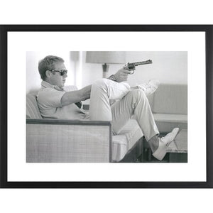 Steve McQueen Takes Aim 30x40 Unframed Art Print