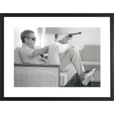 Steve McQueen Takes Aim 30x40 Unframed Art Print