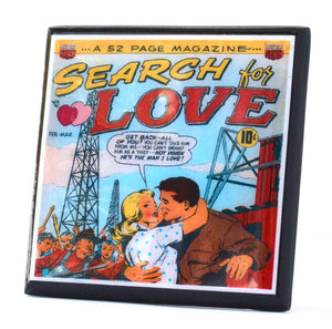Search For Love Vintage Comic Coaster