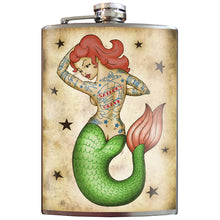 Load image into Gallery viewer, Tattooed Mermaid Hip Flask
