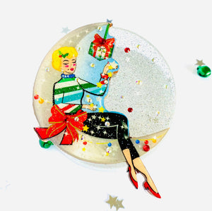 1950s Moon Girl Christmas Brooch