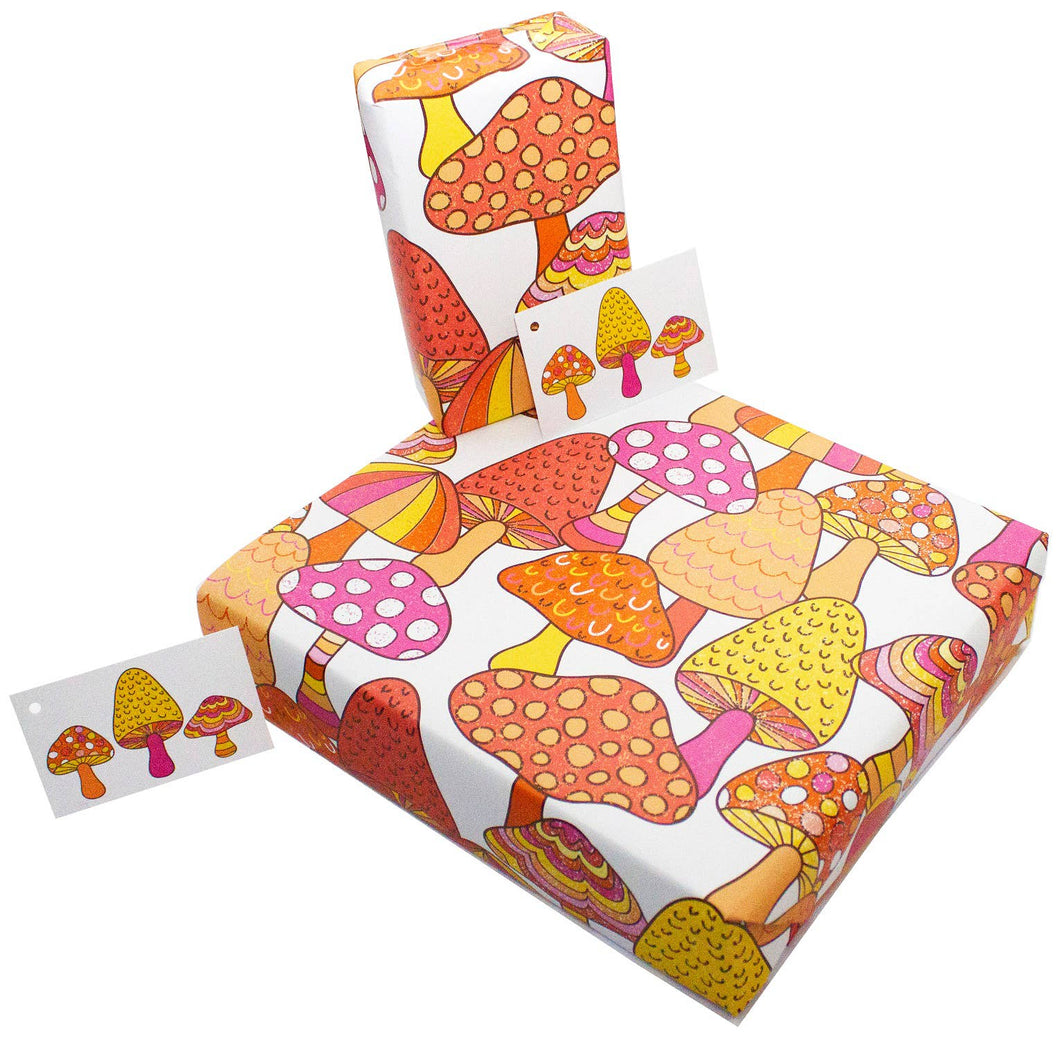 Psychedelic Mushrooms Gift Wrapping Paper & Tag