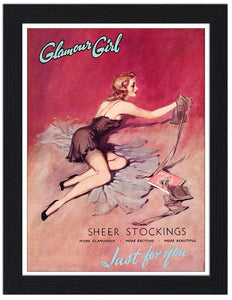 Glamour Girl Vintage Stockings Advert 30x40 Unframed Art Print