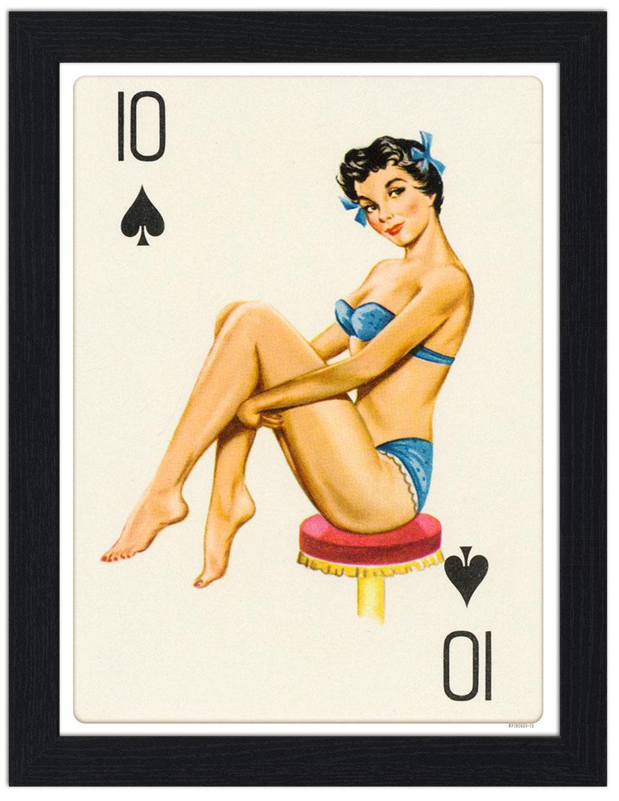 Pin Up Girl 10 of Spades 30x40 Unframed Art Print