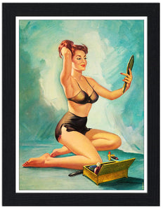 Pin Up Girl With Mirror 30x40 Unframed Art Print