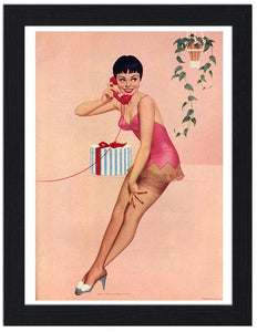 Pin Up Girl On Phone 30x40 Unframed Art Print